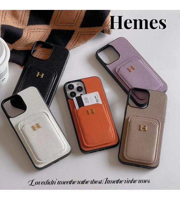 Hermes ブランド エルメス iphone15/14/14 Pro/14 Pro max/14 Plusケース オシャレ レザー製 カード入れ モノグラム アイフォン14/14プロ/14プラス/14プロ マックス/13/12/11/x/xs/xr/8/7/6カバー 大人気 メンズ レディース